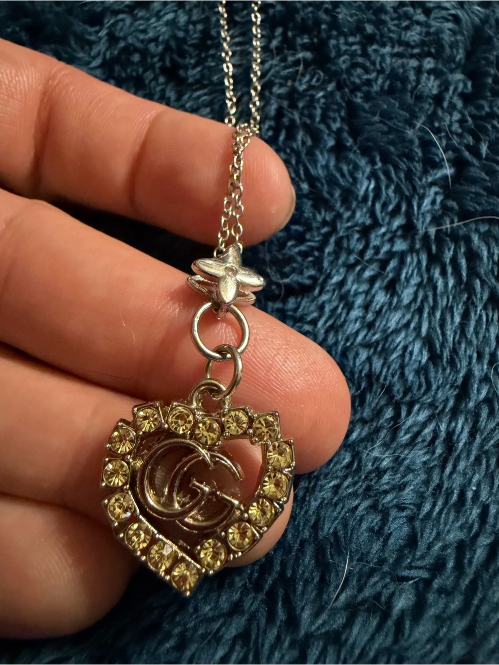 Hand Crafted Gold Crystal Heart Pendant Necklace